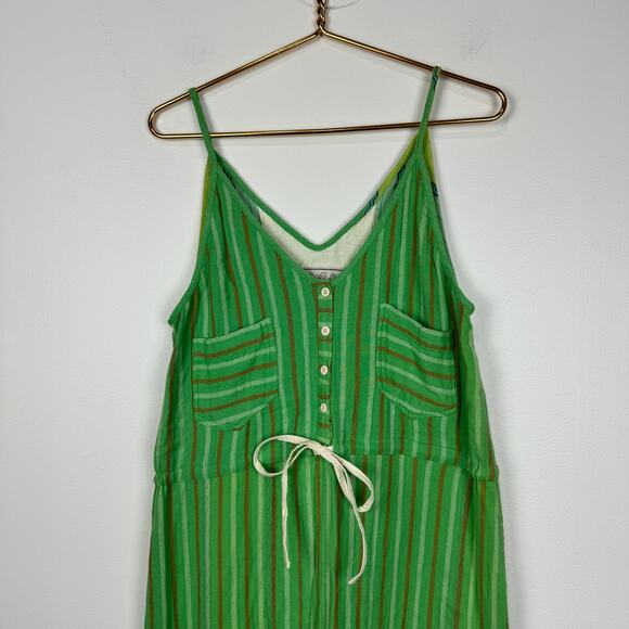 Ace & Jig Striped Cotton Sleeveless Center Slit Maxi Dress in Green Size Large - Picture 3 of 7